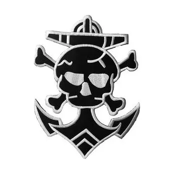 Nášivka Nášivka velká - Kotva s lebkou bílá