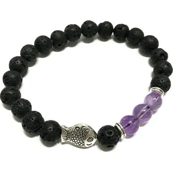 Náramek Láva a Ametyst-Ryba