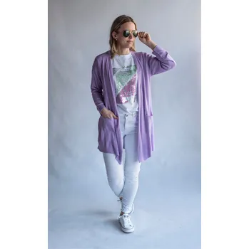 Dámský svetr Kardigan s kapsami 3242 Itálie barva: fialová