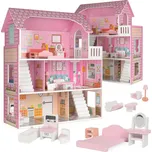 Lulilo Trikito dřevěný domeček pro panenky 70 x 59 x 22,5 cm růžový