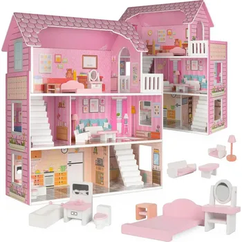 Domeček pro panenku Lulilo Trikito dřevěný domeček pro panenky 70 x 59 x 22,5 cm růžový