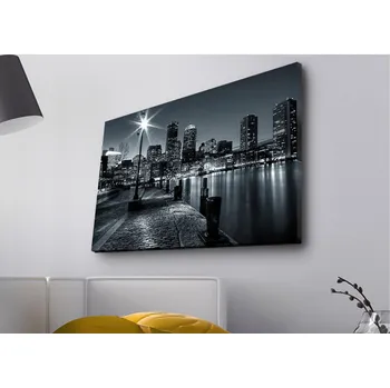 Obraz Obraz s LED osvětlením NOČNÍ MĚSTO S ŘEKOU 45 x 70 cm