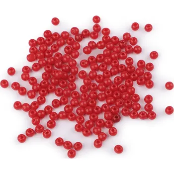 Korálek Plastové korálky Color Ø4 mm, barva 4 červená