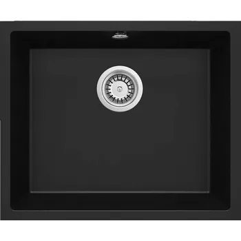 Deante Corda, granitový dřez pod desku 550x460x204 mm, 3,5" + prostorově úsporný sifon, 1-komorový, černá, ZQA_N10C