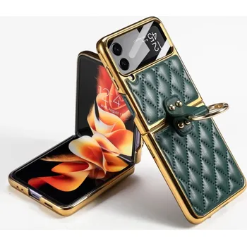 Pouzdro na mobilní telefon GKK 57406 GKK NIKKI Kryt s držákem Samsung Galaxy Z Flip 4 5G tmavě zelený