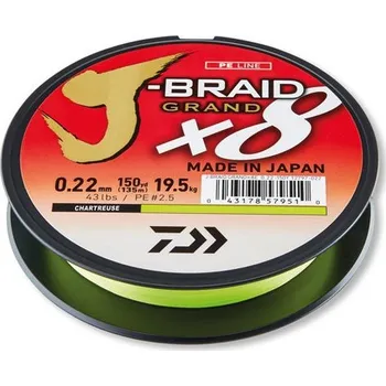 Daiwa pletená šňůra J-Braid Grand X8 135m chartreuse