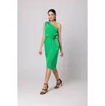 Elegantní šaty na jedno rameno K160 MAKEOVER Barva: Zelená, Velikost: M