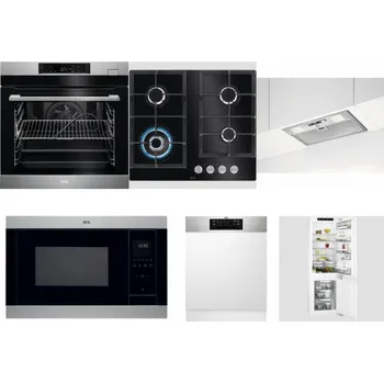 Set domácích spotřebičů AEG BSK782380M + AEG Mastery SpeedBurner HKB64420NB + AEG DGB3523S + AEG Mastery MSB2547D-M + AEG FEE72706PM + AEG Mastery FlexiShelf SCE818D3LC