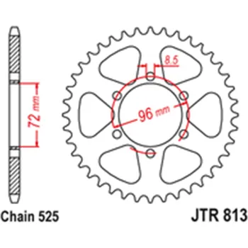Řetězová sada pro motocykl Zadní rozeta Ocelová JTR813 40 zubů