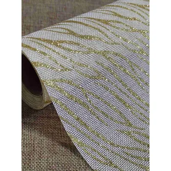 Krajka Dekorační metráž imitace juty s glitry šíře 36 cm