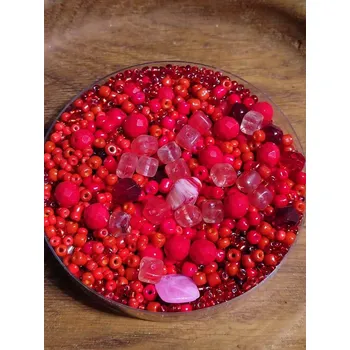 Korálek Korálky skleněné směs 120g červené