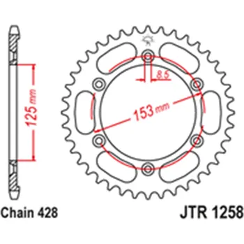 Řetězová sada pro motocykl Zadní rozeta Honda XR 125 L 2003 - 2007 54 zubů