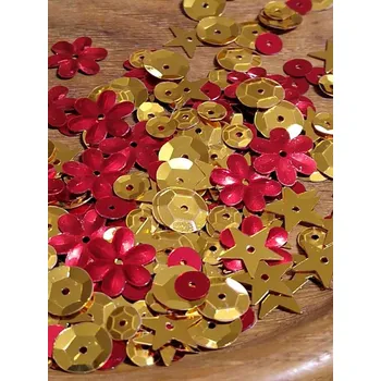 Karnevalový doplněk Flitry mix vánoce 10 g červené zlaté