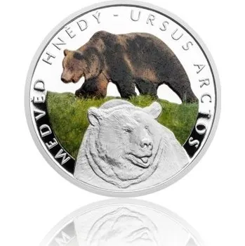 2016 - Stříbrná mince 1 NZD Medvěd hnědý - kolorováno