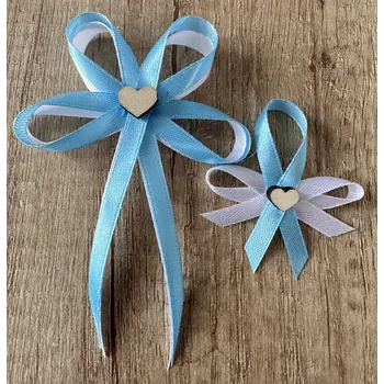 Svatební dekorace Svatební vývazek s perleťovým srdíčkem - bílá - malý