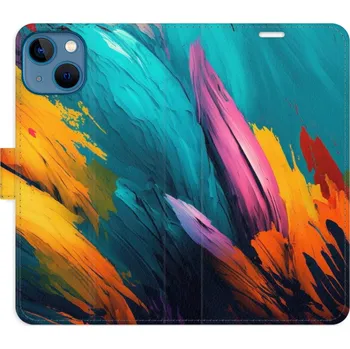 Pouzdro na mobilní telefon Flipové pouzdro iSaprio - Orange Paint 02 - iPhone 13