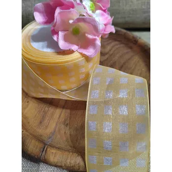 Stuha Stuha šifonová šíře 37 mm žlutá