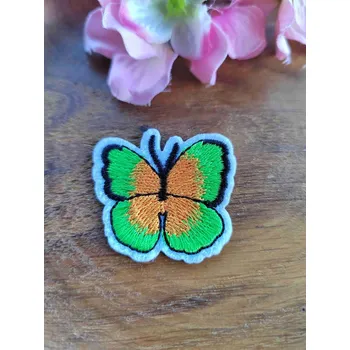 Textilní nažehlovací páska Nažehlovačka motýlek zeleno oranžový