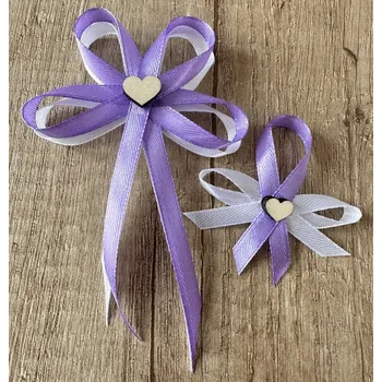 Svatební dekorace Svatební vývazek s perleťovým srdíčkem - bílá - malý