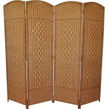 Paraván Axin Trading s.r.o. Paravan provázkový čtyřdílný barva světle hnědá