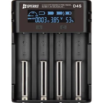 Svítilna SPERAS nabíječka D4S univerzální s displejem pro 4 baterie
