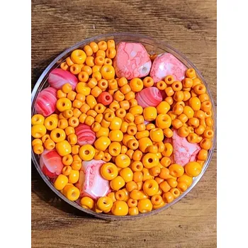 Korálek Korálky skleněné směs 30g oranžová