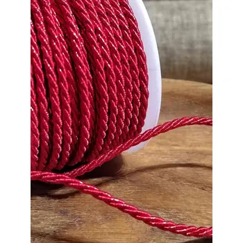 Šňůra kroucená s lurexem Ø3 mm červená