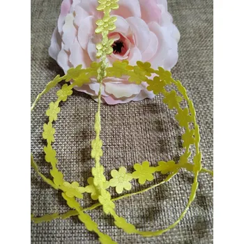 Krajka Saténový prýmek šíře 12 mm květ žlutý