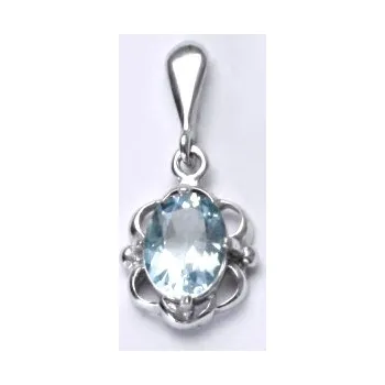 Přívěsek Stříbrný přívěsek přírodní topaz sky - P1140 (Stříbrný přívěsek s topazem 8x6 mm)