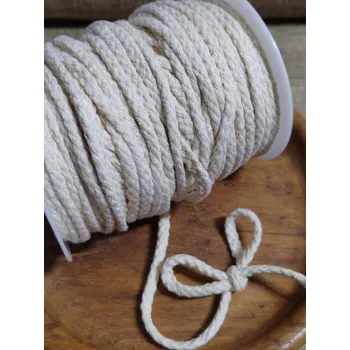 Oděvní šňůra bavlněná Ø5 mm splétaná režná světlá