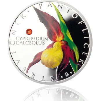 2013 - Stříbrná mince 1 NZD Střevíčník pantoflíček kolorováno