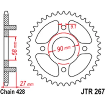 Řetězová sada pro motocykl Zadní rozeta Ocelová JTR267 39 zubů