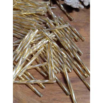 Dětské navlékací korálky Rokajl Preciosa kroucené tyčky 30 mm 20 g barva zlatá