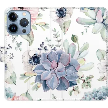 Pouzdro na mobilní telefon Flipové pouzdro iSaprio - Succulents - iPhone 13 Pro