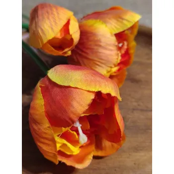 umělá květina Umělý tulipán 3 ks oranžová žíhaná