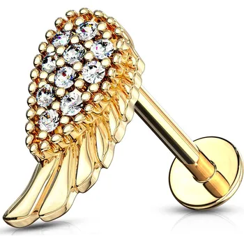 Piercing Šperky4U Labreta / piercing do brady - křídlo zlacené - LB0005-GD