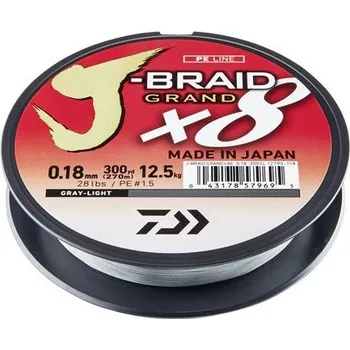 Pletená Šňůra Daiwa J-Braid X8 135m Světle Šedá 0,24mm/22kg