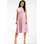 Midi šaty s krátkým rukávem A569 Barva: Tmavě Růžová, Velikost: M