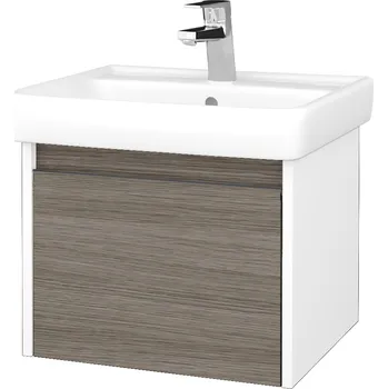 Koupelnový nábytek Dřevojas Koupelnová skříňka BONO SZZ 55 (umyvadlo Q) - N01 Bílá lesk / Úchytka T34 / D03 Cafe