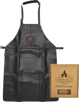 Kuchyňská zástěra Goodman Kožená grilovací zástěra BBQ v dárkové krabičce černá