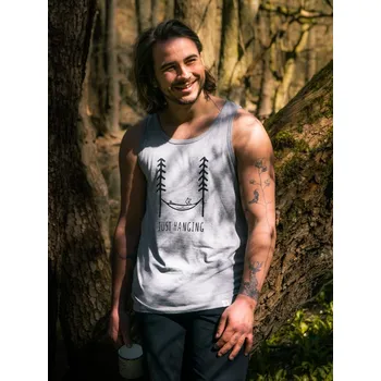 Pánské tílko Pánské tílko Just hanging - šedé Žíhaně šedá L