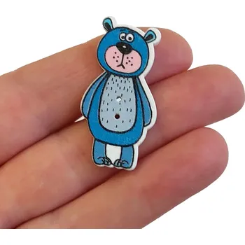 Knoflík Knoflík dřevěný - medvěd - 38x18x2mm Knoflík dřevěný - medvěd - 38x18x2mm: modrá