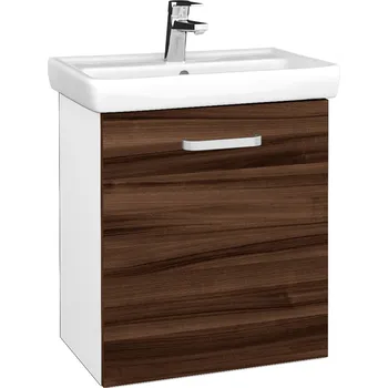 Koupelnový nábytek Dřevojas Koupelnová skříňka DOOR SZD 55 - N01 Bílá lesk / Úchytka T01 / D06 Ořech / Pravé