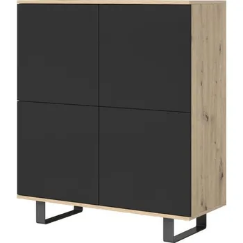 Komoda Komoda Logan 4D dub artisan/černa, kovové nohy