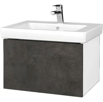 Koupelnový nábytek Dřevojas Koupelnová skříňka VARIANTE SZZ 60 pro umyvadlo Subway 2.0 - N01 Bílá lesk / D16 Beton tmavý