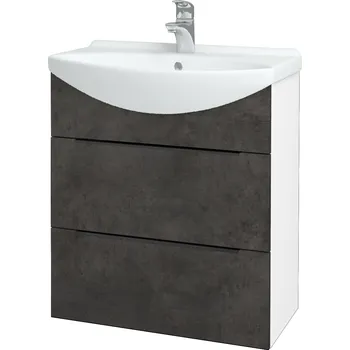 Koupelnový nábytek Dřevojas Koupelnová skříňka TAKE IT SZZ2 65 - N01 Bílá lesk / Úchytka T07 / D16 Beton tmavý