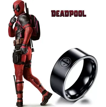 Seriál ocelový prsten Deadpool černý Velikost 10
