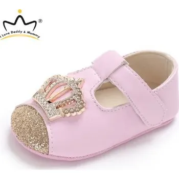 Dětská sálová obuv Capáčky - balerínky se zlatou korunkou a třpytivou špičkou Barva: Růžová, Stélka: 12 cm (7-12m)