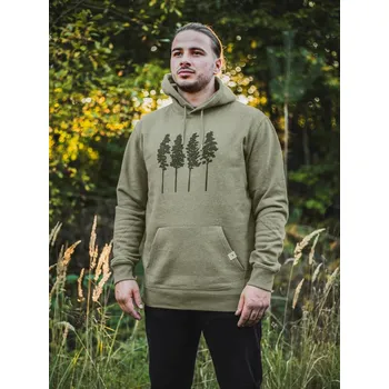 Pánská mikina Zachraňte pánská mikina Borovice - zelená Zelená - žíhaná khaki M