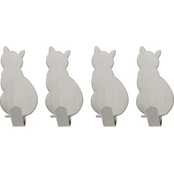 Věšák Maximex Sada 4 nerezových samolepícícíh háčků Kočka